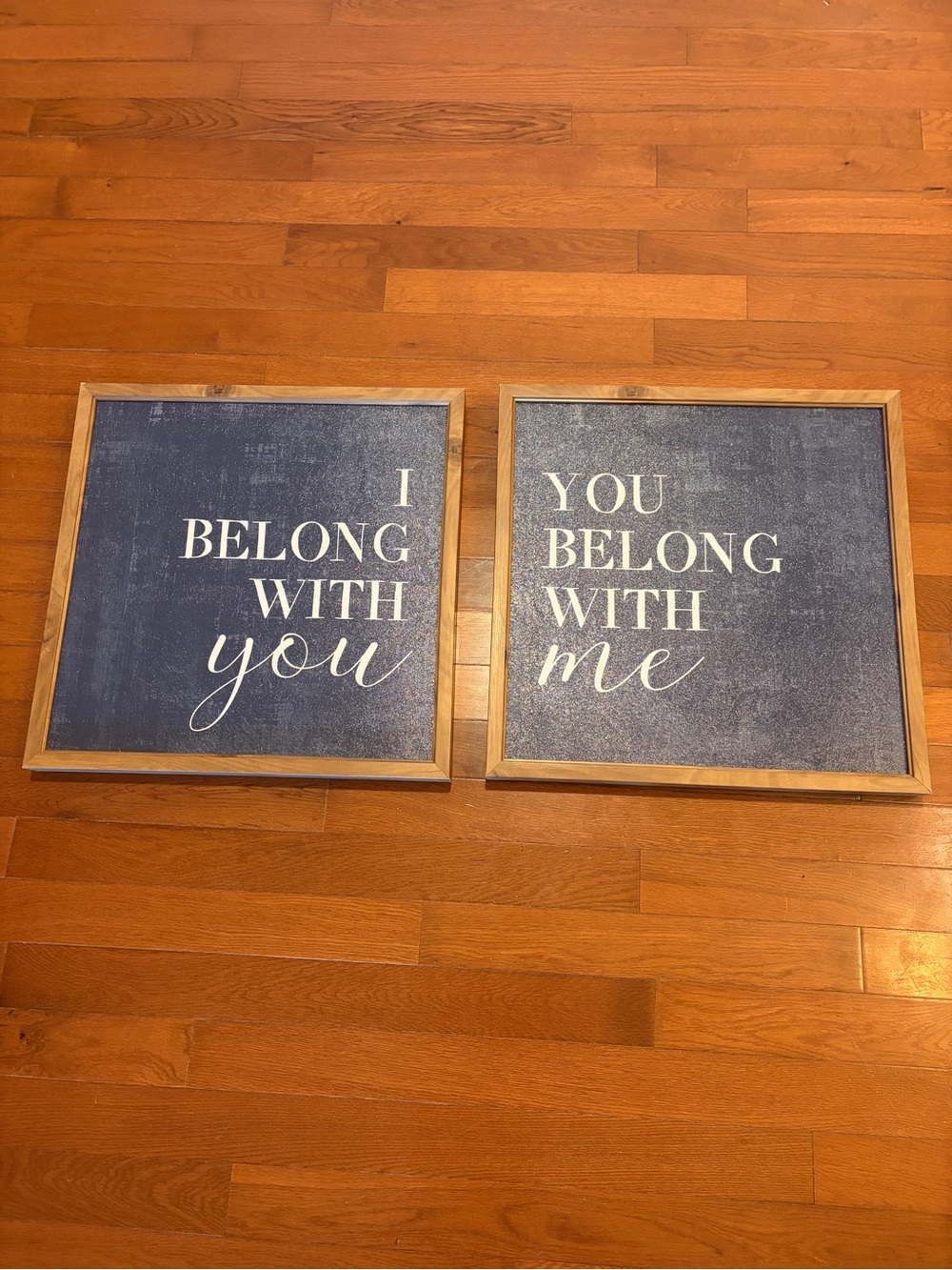 Blue Framed 'I Belong With You / You Belong With Me' Wall Art Set